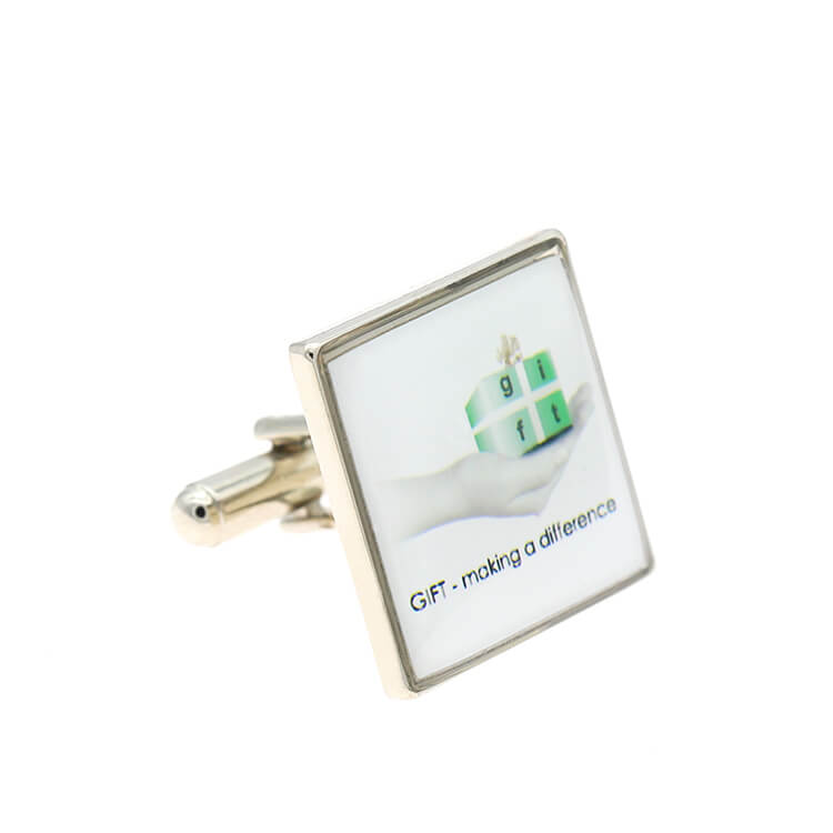 Custom Logo Print Metal Plain Designer Shirt Cufflink Set