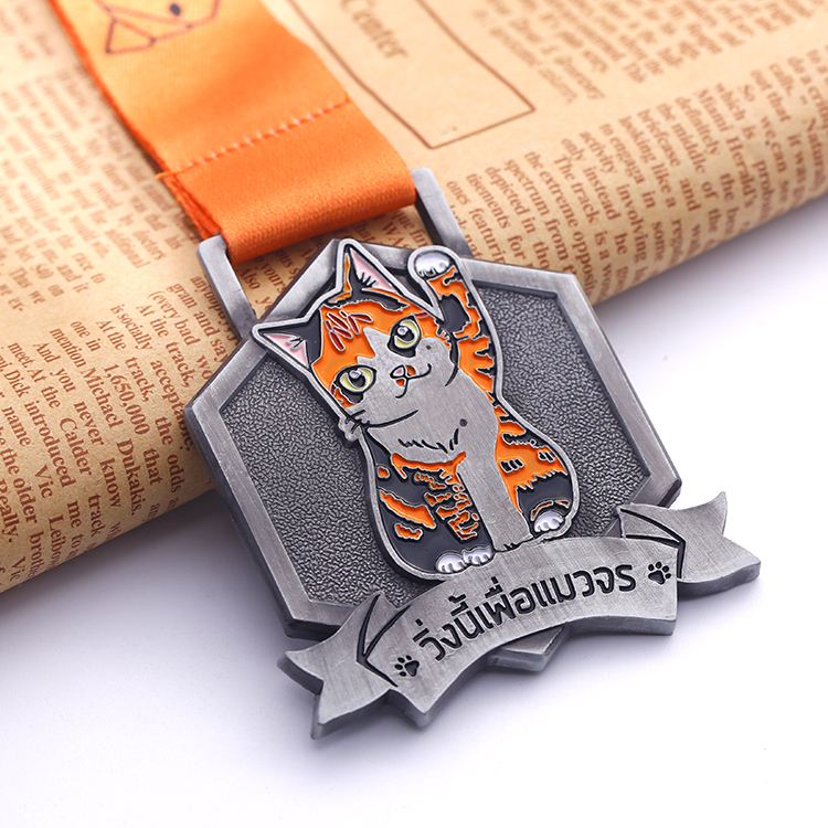 Custom Cute Enamel Cat Kids Bike Race Winner Lovely Medals 