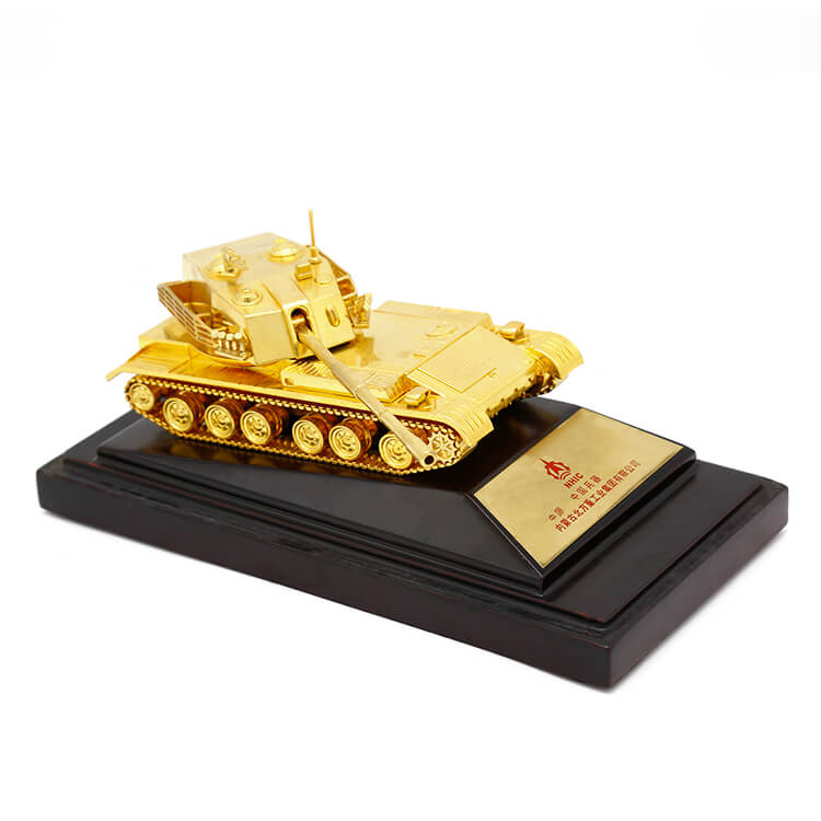 Customized 3D Tank model plating metal trophy with gift box