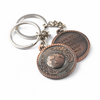 globe earth brass keyring metal coin holder keychain