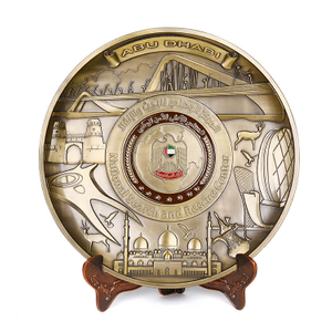 Customized 3D Antique Copper Kuwait Logos Metal Souvenir Plate
