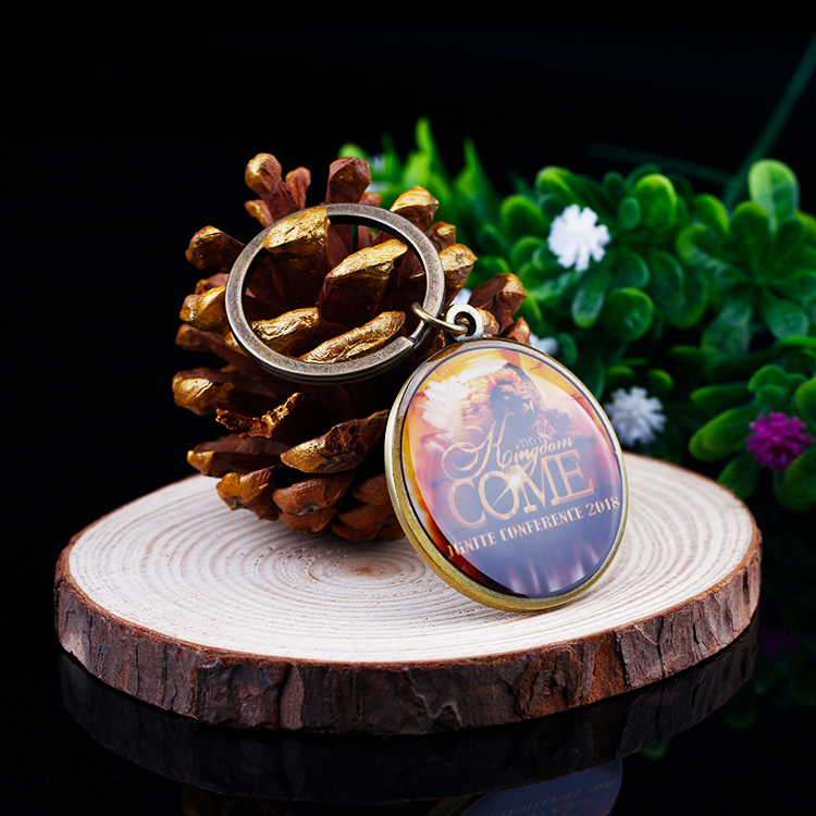 Custom Design Round Shape Stock Molds Printing Epoxy Metal Keychain