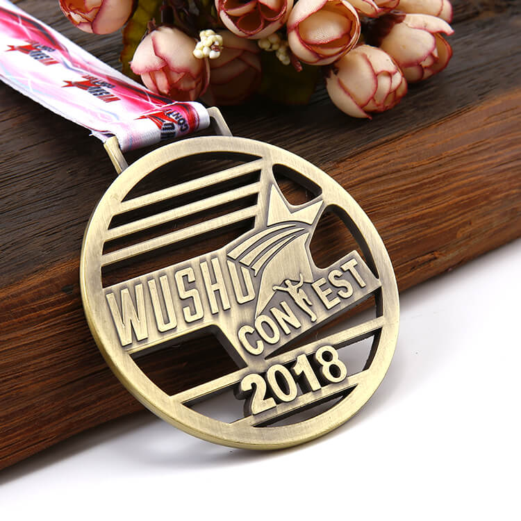 Custom Copper Military International Grappling Game Medal with Lanyard