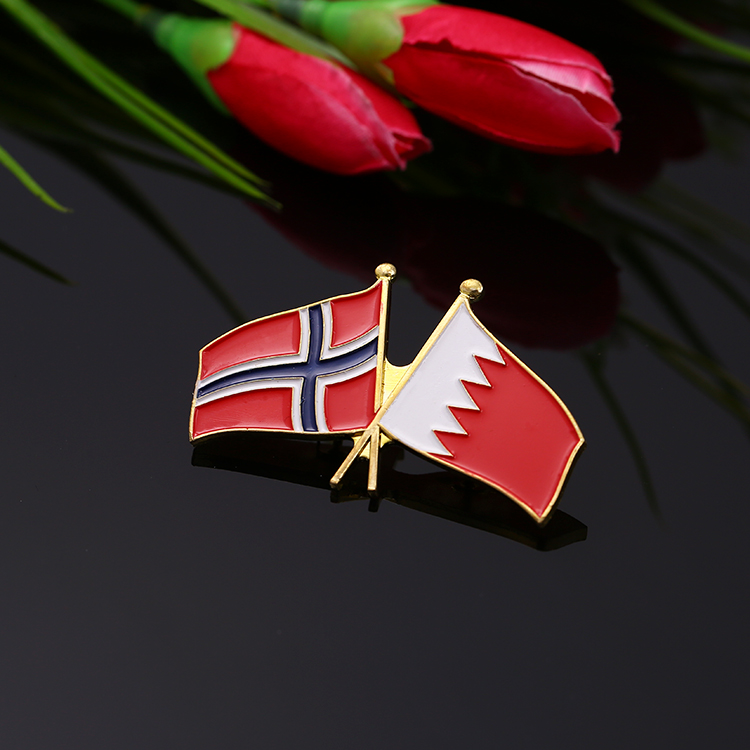 Custom Norwegian And Qatari Flag Badge