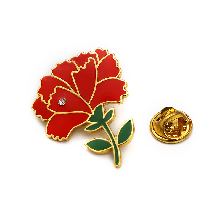 Gold Lady Flower Carnation Lapel Pin