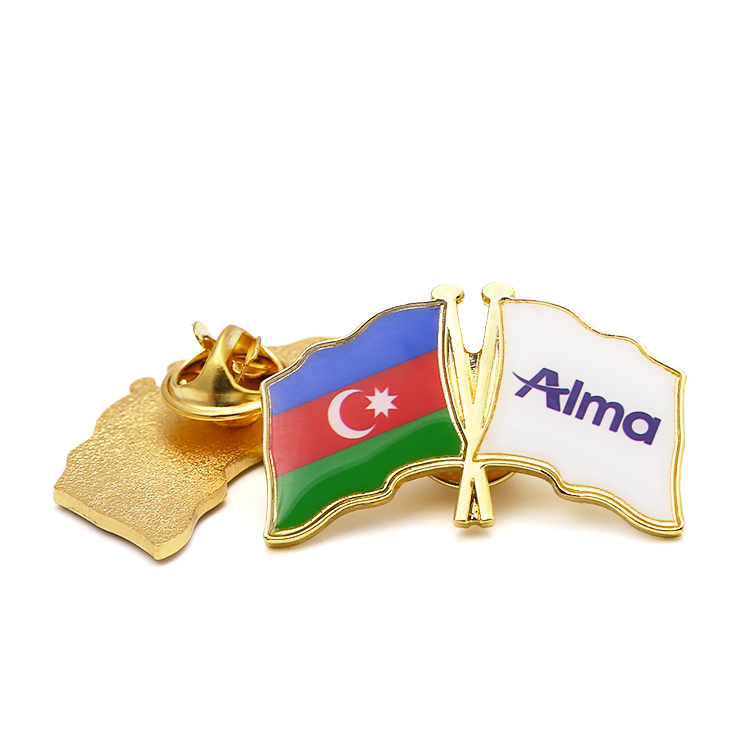 India Flag Pakistan American 24k Gold Plated Badge